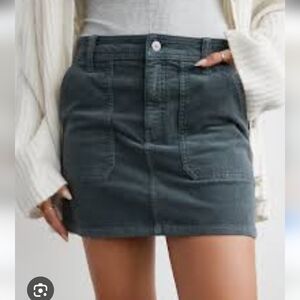 American Eagle Steel Blue Corduroy Hi Rise Mini Skirt Size 18 NWT